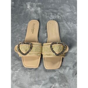 Juicy Couture Zapphire Heart Rhinestone Buckle Sandals 8.5 Coquette Soft Girl
